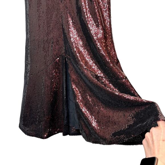 Dress the Population DTP NWT Siena in Port Brown Sequin Formal Midi Dress Gown - Picture 3 of 7